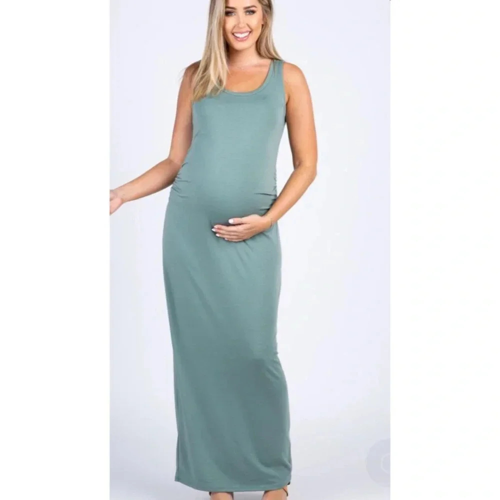 New PinkBlush Olive Ruched Sleeveless Maternity‎